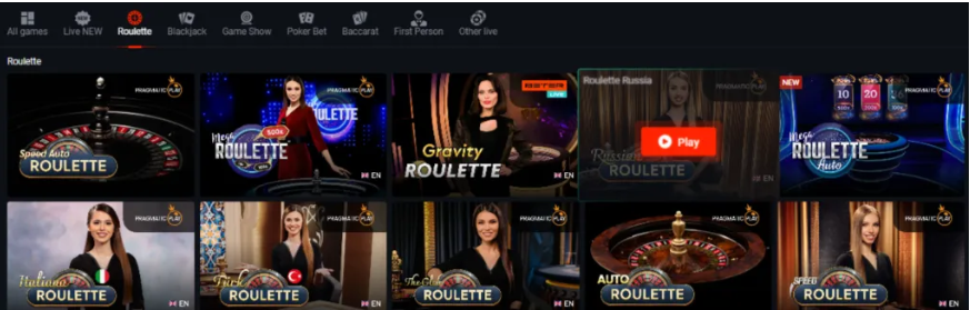 Pin-up Casino - Screen shot of Live Roulette 