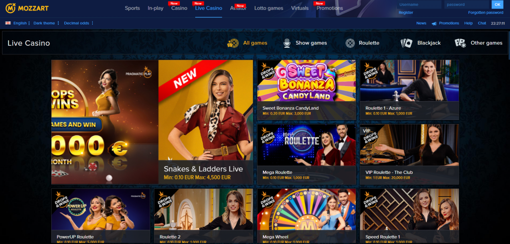 Mozzart Casino - Screenshot of Live casino 