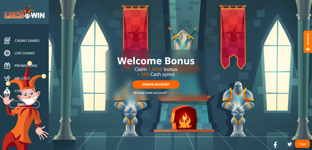 Locowin Casino - Screenshot of  Welcome page