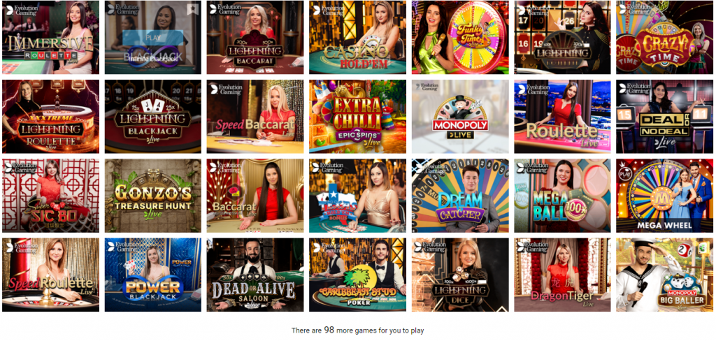 Evolve Casino - Screenshot of in live casino games