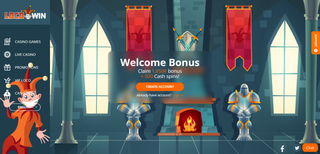 Locowin Casino - Screenshot of Welcome page