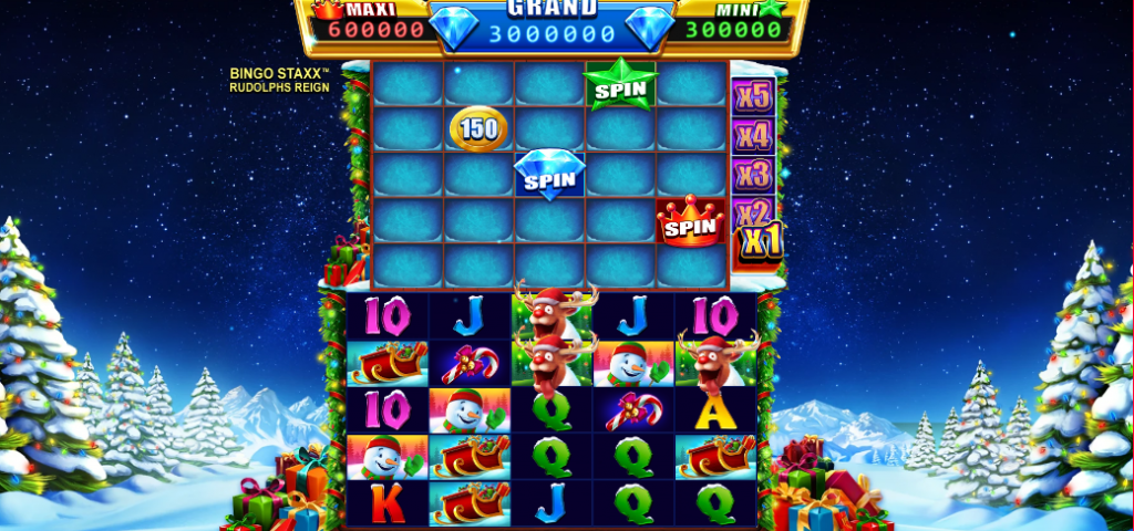 Bingo Staxx Rudolphs Reign, Play Screen