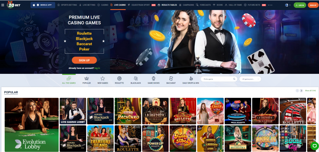 20 Bet Casino Table Games, Screenshot