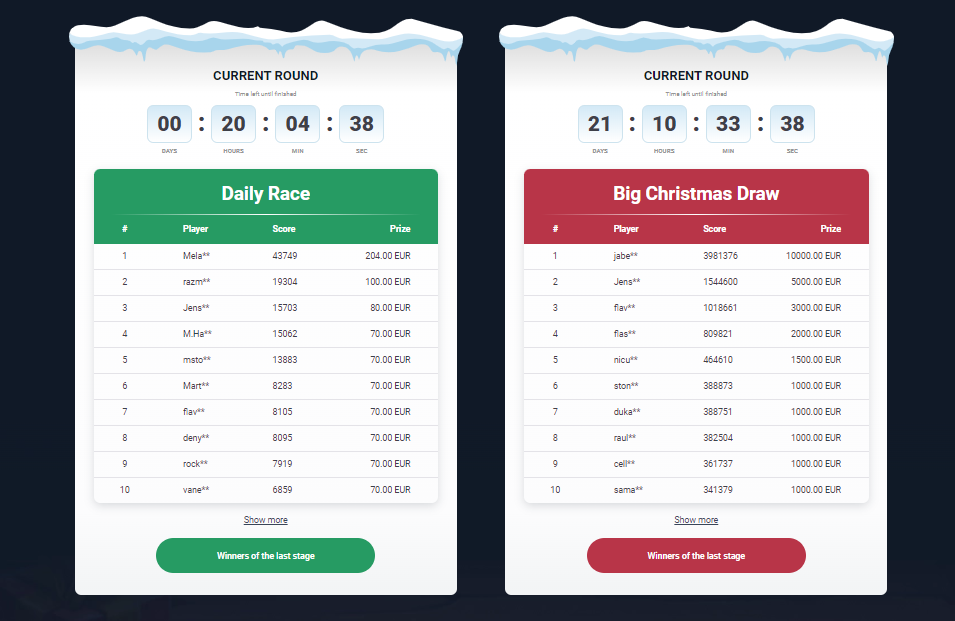 Daily Race & Big Christmas Draw, Screenshot