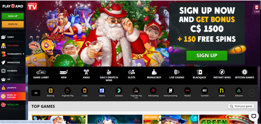 Playamo Casino, screenshot
